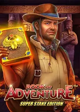 Przygodowy book-slot Stakelogic z opcją Super Stake podwajającą stawkę i szanse na bonus.